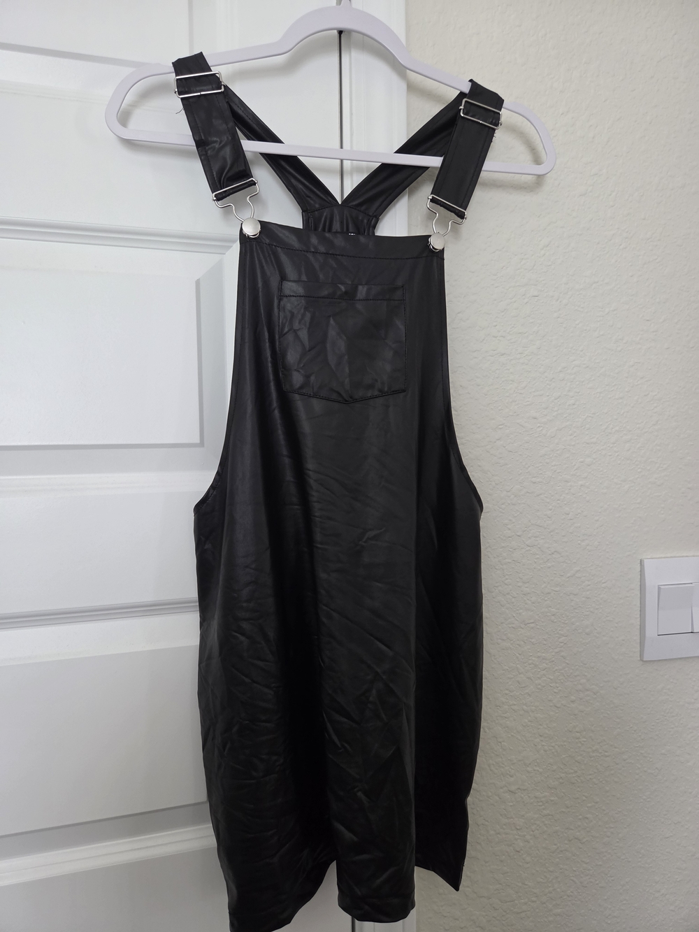 Black Leather Overall Dress